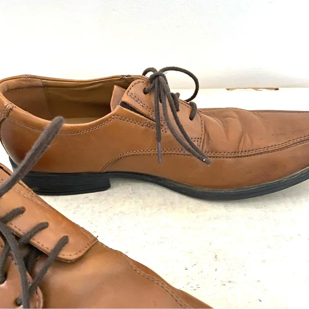 Clark's Tilden Walk Oxford Sneakers‎ Leather Lace-up Men's Size 8.5 Dark Tan - Picture 6 of 9